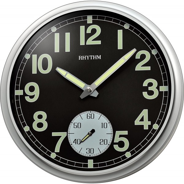 Rhythm Value Added Wall Clock Convex Glass,Sub-Second Hand,Glow In The Dark Analog